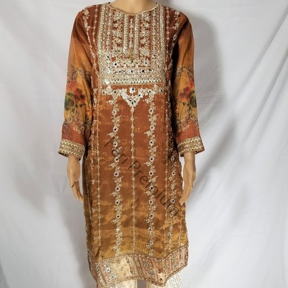 Banarsi Shaded Masuri Zardozi Embroidered Shalwar Kameez Pakistani/Indian L/45.5 - Picture 8 of 17
